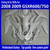 100% Injection molding fairings GSXR 600 750 2008 2009 2010 K8 GSXR600 GSXR750 08 09 10 all glossy white accept custom paint job