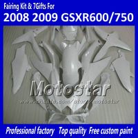 100% de façades de moulage par injection GSXR 600 750 2008 2009 2010 K8 GSXR600 GSXR750 08 09 10 Tous les blancs brillants acceptent la peinture personnalisée