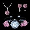 925 silver 10mm Shambhala beads jewelry set hot style Micro Pave Disco Crystal Ball Necklace & stud & watch 1set/5sets/10sets/15sets/45set