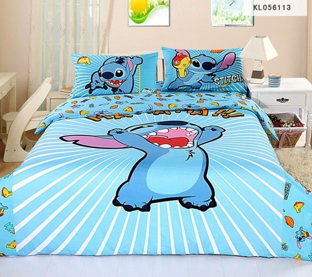 Lovely Cartoon Blue Stitch Boys Girls Kids Duvet Cover Sheet Sets For Queen Or Twinl Bed Active Printing 100 Cotton Many Designs