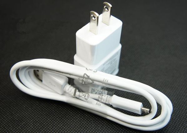 

eu us wall charger power plug + micro usb cable for samsung galaxy s4 i9500 s3 i9300 note2 n7100 2 in 1 black white color