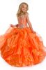 For sale!Fashion orange color kids floor length long organza beaded square little girl's pageant dresses ZFD-026