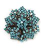 Vintage-Bronze Banhado Azul Rhinestone Cristal Flor Convite De Casamento Pin Broche