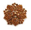 Broche à fleurs en cristal de strass plaqué or scintillant, strass de Style Vintage