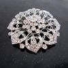 Vintagerhodium prata banhada clara de cristal de cristal Broche de flores para casamento6341733