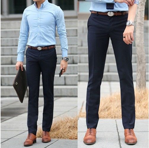 business casual with blue pants