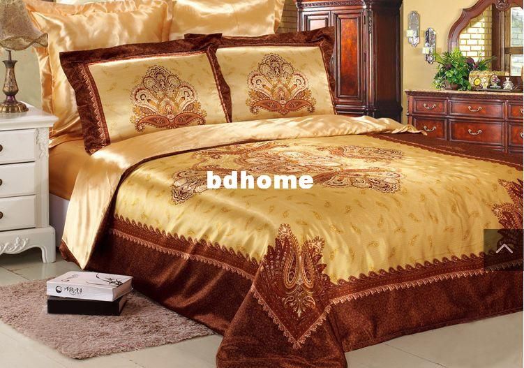 Gold Silk Bedding Set King Size New Arrival Duver Cover Sets Hot Sale