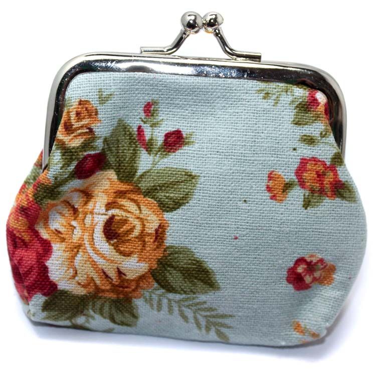 Vintage Flower Coin Purse Canvas Key Holder Wallet Hasp Small Gifts Bag ...
