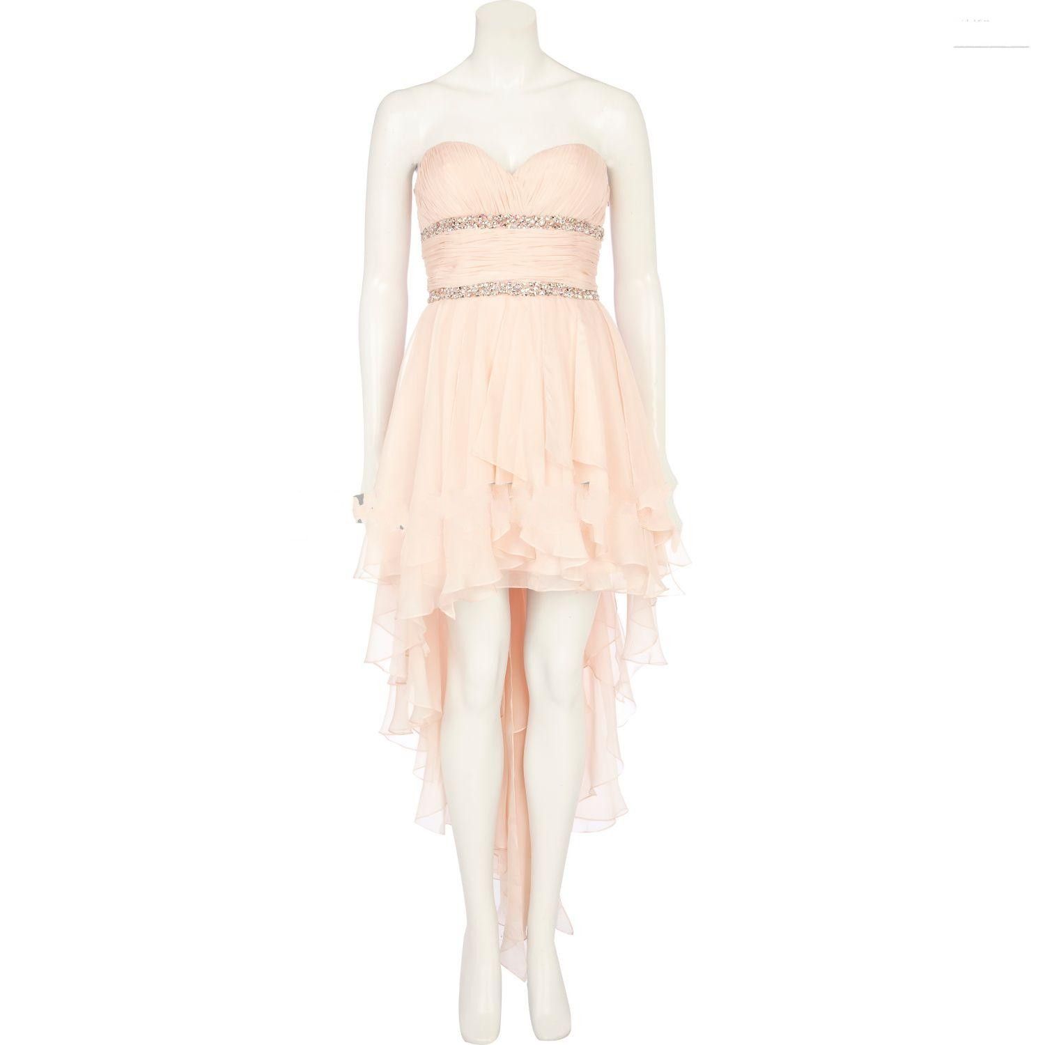 Real Image 2013 New Style Light Pink Short Prom Dresses High Low Beaded Chiffon Sweetheart Party