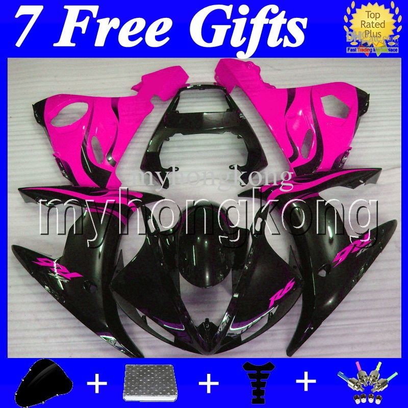 7Gratis geschenken voor Yamaha Rose Flames YZF-R6 YZF600 2004 2005 YZF 600 YZF R6 MK269 04 05 YZFR6 ROSE BLK 2004 2005 Hoogwaardige Fairing Kit