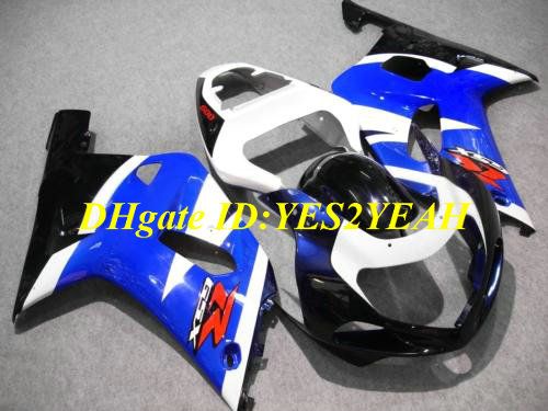 Kuiken Body Kit voor Suzuki GSXR600 750 01 02 03 GSXR 600 GSXR750 K1 2001 2002 2003 White Blue Backings Carrosserie + Geschenken