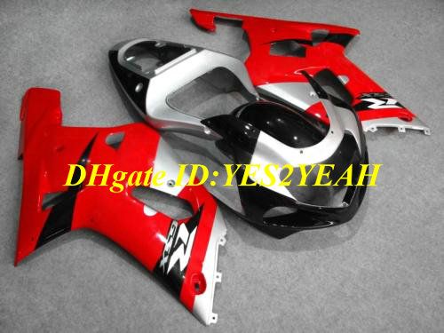 Kit carrosserie carénage pour SUZUKI GSXR600 750 2001 2002 2003 GSXR 600 GSXR750 K1 01 02 03 Carénages rouge argent Carrosserie + cadeaux SX13