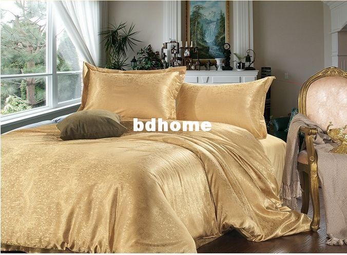 Luxury Bedding Sets King Size Orange Duvet Cover Sets Dobby Gold