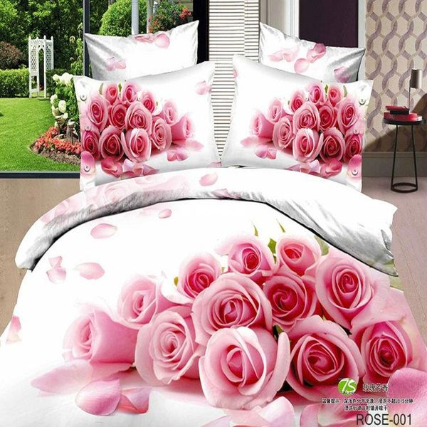 Pink Rose 3d Printing Bedding Set Bedlinen Comforter Quilt Duvet