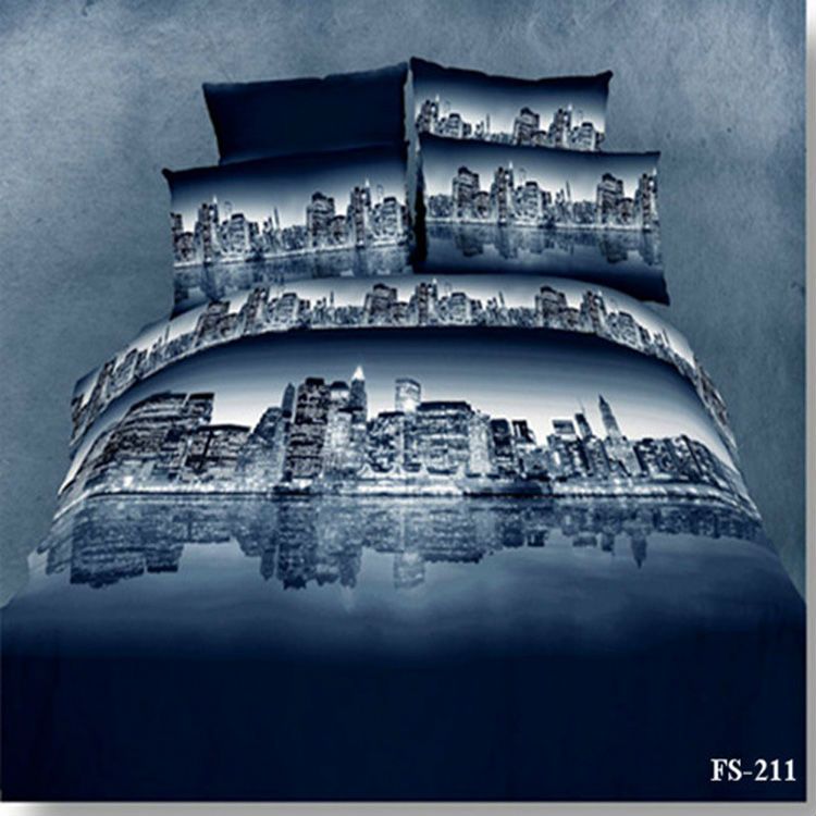 Different City Oil Printed 3d Bedding Sets Luxury Duvet Quilt