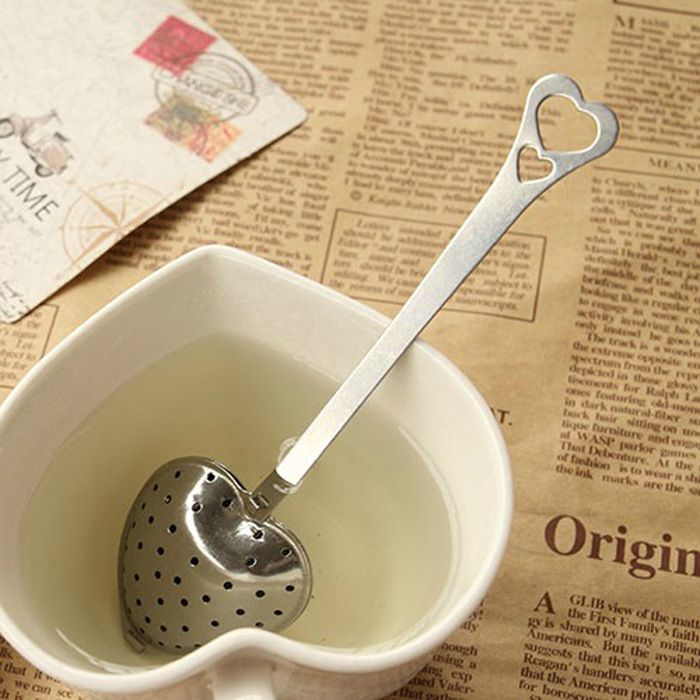 Heart Shaped Tea Infuser Stainless Steel Spoon Filter Tea Bags