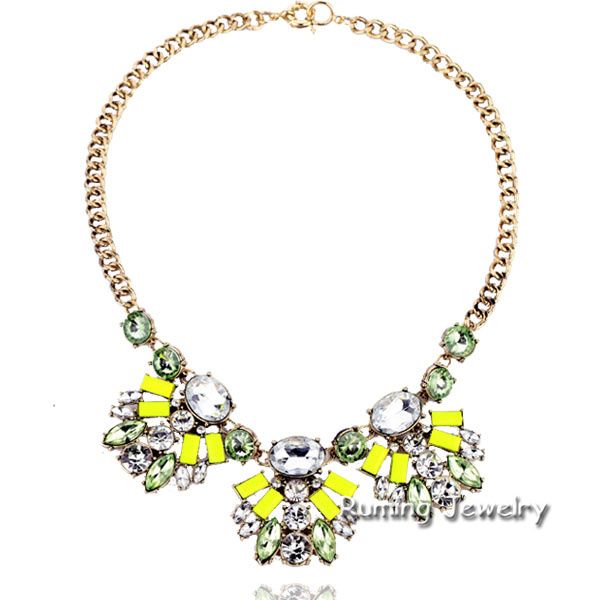 Women’s Chunky Fluorescent Yellow/Green Bead Choker Necklace