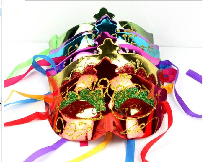 Kvinnors Venetian Masquerade Mask Glitter Mardi Gras Halloween Ball Mask En storlek passar mest Assorted Color