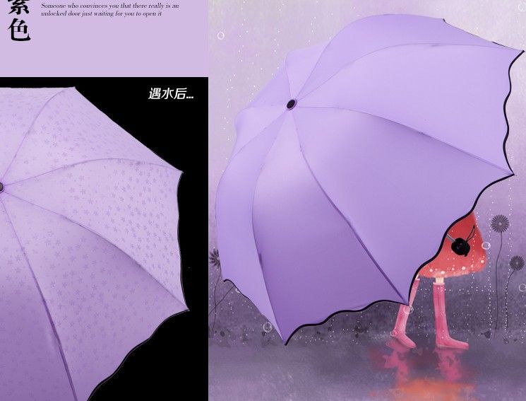 Solid Colours 3 Folding Umbrella Women039s Romantic Water Proof Umbrellas for Sun or Rain Available6047396