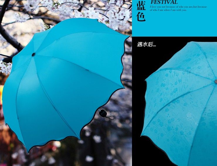 Solid Colours 3 Folding Umbrella Women039s Romantic Water Proof Umbrellas for Sun or Rain Available8598883