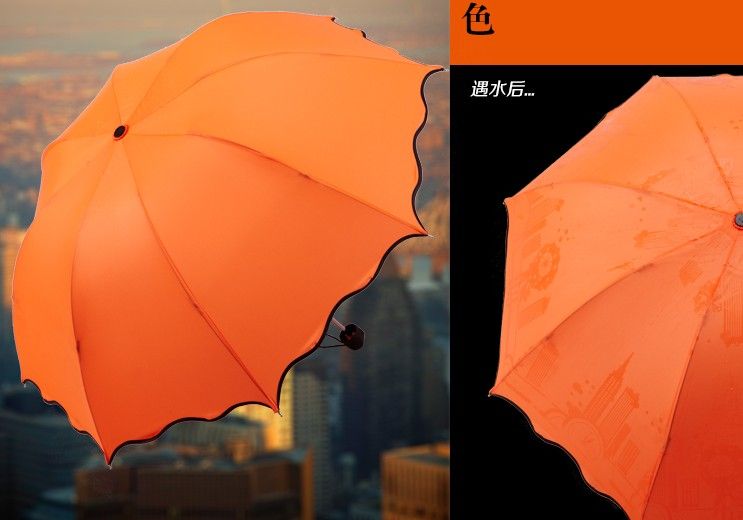 Solid Colours 3 Folding Umbrella Women039s Romantic Water Proof Umbrellas for Sun or Rain Available6047396