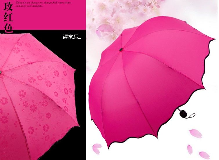 Solid Colours 3 Folding Umbrella Women039s Romantic Water Proof Umbrellas for Sun or Rain Available5055401