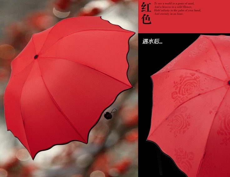 Solid Colours 3 Folding Umbrella Women039s Romantic Water Proof Umbrellas for Sun or Rain Available5055401