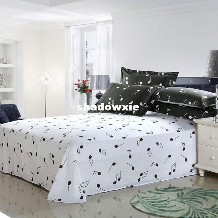 HKpost 100 Cotton Music Note Bedding Set Design Black Music Crib Set