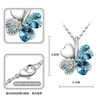 1 pièces Turquoise bleu cristal chanceux trèfle pendentif chaîne collier #23269