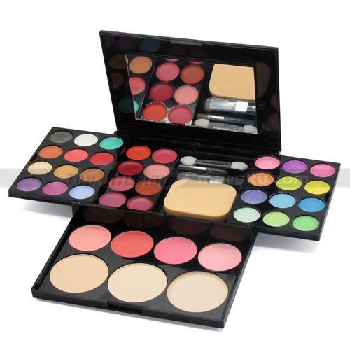 couleur maquillage palette pinceau stylo outil maquillage ensemble / 24 fard à paupières + 4 fards à joues + 3 feuilletée + 8 rouge à lèvres + miroir