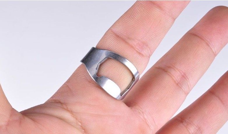 Stainless Steel Beer Bar Tool Finger Ring Bottle Opener