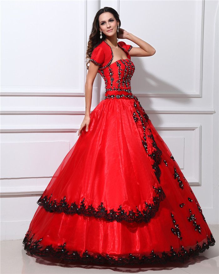 red and black gown for debut