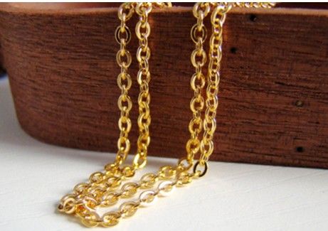 Free DHL 100 meters hot sale 18K Gold plated fashion Stainless Steel 3mm oval ROLO chains no clasp .jewelry finding DIY necklace in Bulk