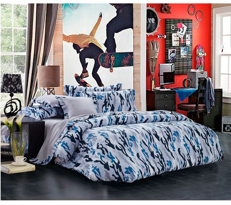 Newest Blue Camouflage Cool Bedding Sets Queen Full Size For Boys