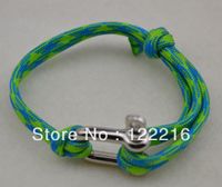 Wholesale a Best quality rhodium plated unique anchor shackle green rope bracelet jewelry