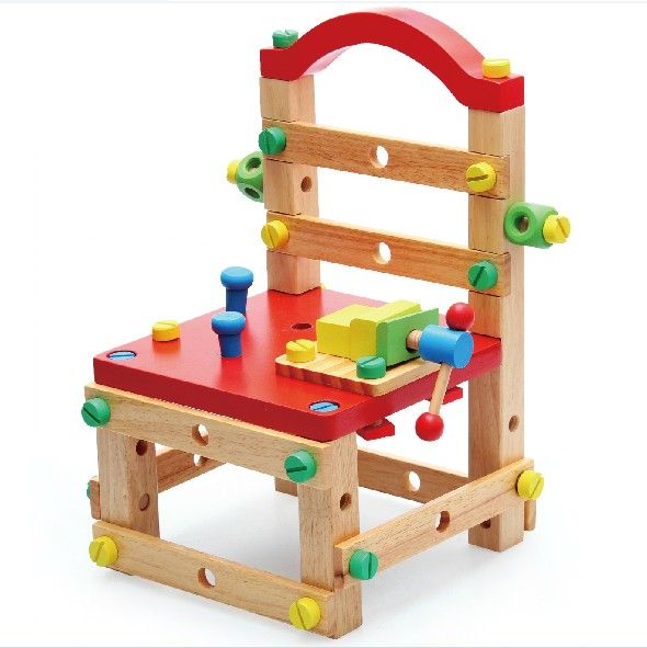 Multi-function Removable Wooden Chair Creative Building Blocks Wooden Toys Baby Color Educational Assembly Stool Kids Toys and Games XD171-image-166167571