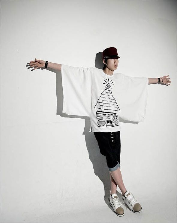Fashion Korean Mens T Shirt Batwing 