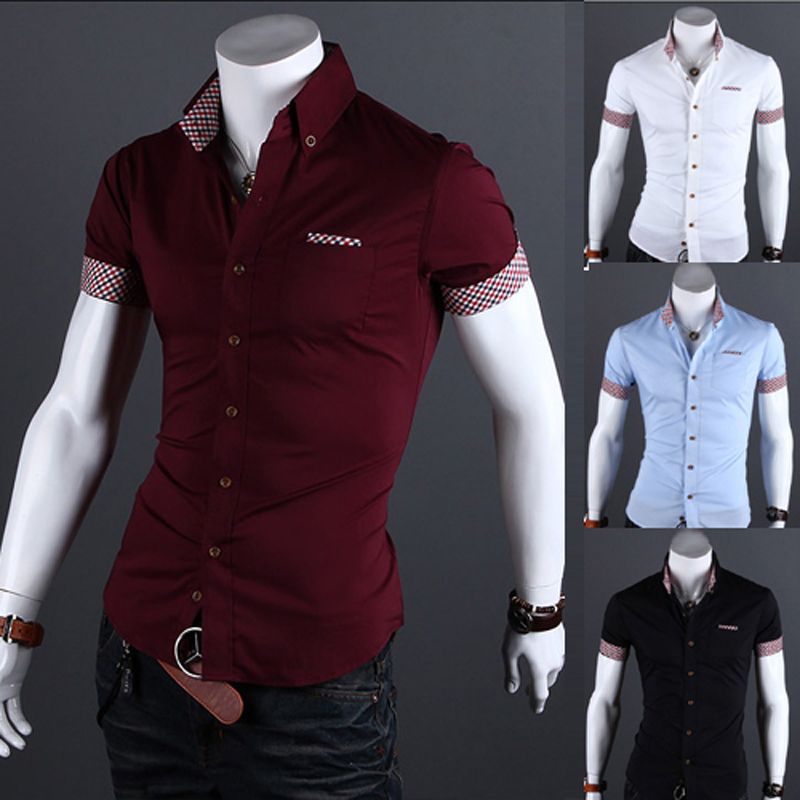 Fashion Style Short Sleeve Mens Casual SHirt Slim Fit Shirt #9019 From ...