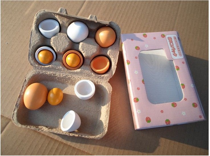Novelty DIY Wooden Eggs Yolk Pretend Play Kitchen Food Kid Educational
