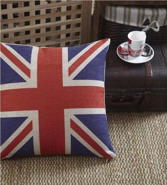 By EMS Linen American Flag Cushion Cover British Flag Pillow Cover For