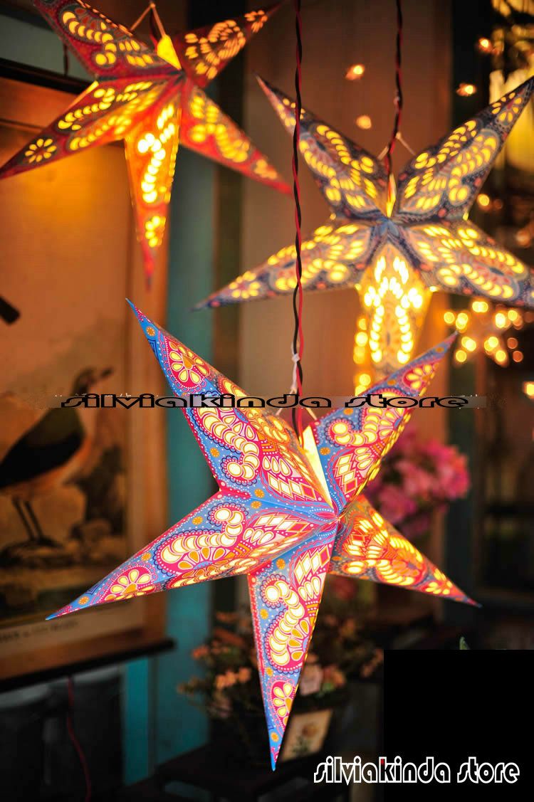 Best 60cm 24inch Paper Star Light Hanging Lantern Handmade 60cm 24inch Paper Star Light Hanging Lantern Handmade Decoration India Brand New