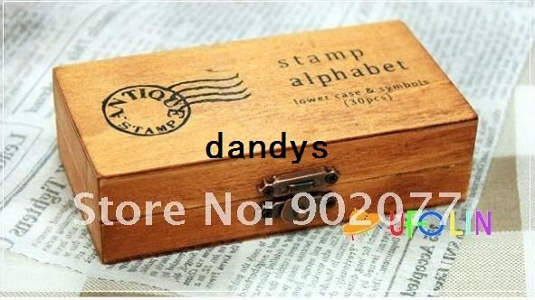Free Shipping/30 pcs/set Creative uppercase lowercase wooden stamp set / gift wooden box /