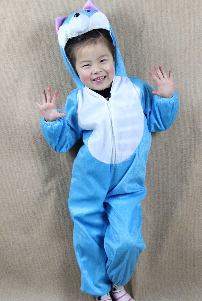 Lint Kid Perform Clothes Blue Cat Halloween Costume Accessories Cosplay