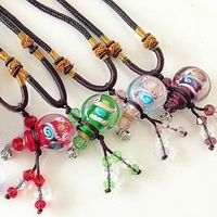 Wholesale 2015 Fashion New Jewelry Pendant Color Glass Perfume Necklace Cute Vials Diffuser for Essential Oil Valentines Gift DC467