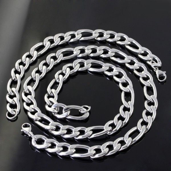 

11mm 1set 127g Highly mirror polishing Stainless Steel figaro chain 23.6'' necklace & 9'' bracelet,Fashion men's jewelry set, Silver