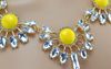 Oro Estilo Gargantilla resina joya de cristal claro de la flor de la vendimia europea Nueva aleación plateada