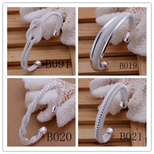 

Mixed Orders Top quality 925 silver charm bangles & bracelets fashion classic jewelry free shipping 20pcs/lot, Black
