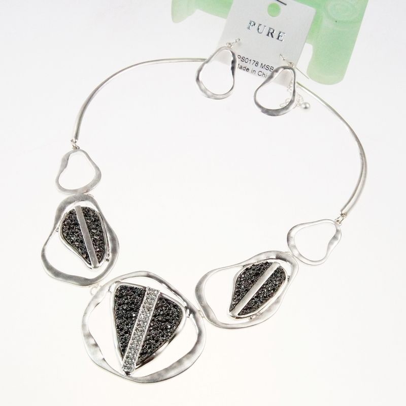 Hot New With Tracking Number Fashion Crystal Exaggerated gorgeous silver Necklaces Earrings Chains 708