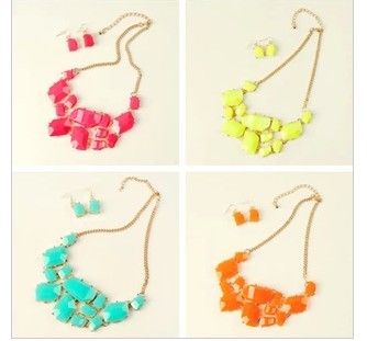 Hot New Free Shipping With Tracking Number New Teardrop Bubble Chain Bib Choker Necklace Pear Beads 6 Color 10 set/lot 717