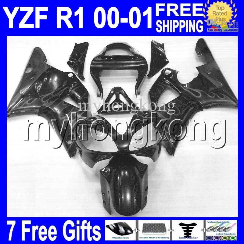 7gifts Black for YAMAYA YZF R1 YZF 1000 2000-2001 YZF-R1 YZF-1000 جودة عالية MK844 YZFR1 رمادي النيران 00 01 2000 2001 YZF1000 Fairings